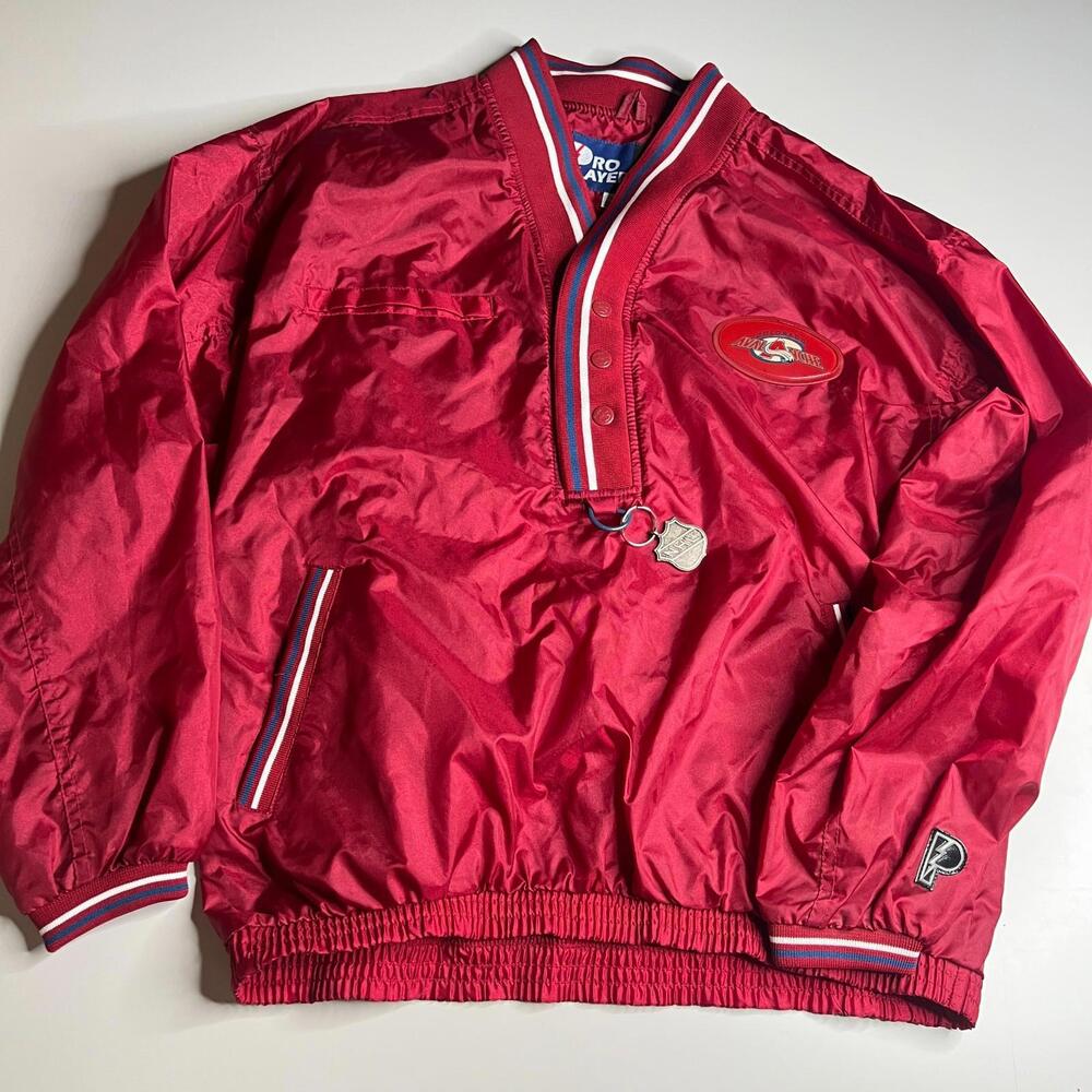 Vintage Pro Player Colorado Avalanche NHL Pullover Jacket Men’s M Red Satin 90s
